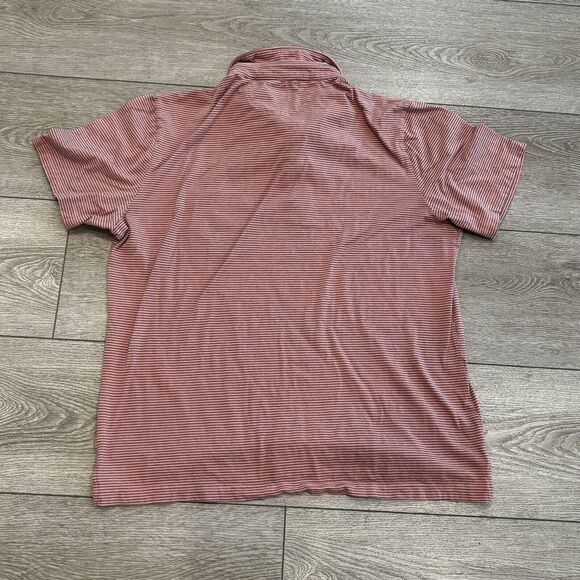 Faherty Polo Shirt Mens XL Pink Blue Striped Beach Preppy Cotton - Picture 8 of 8